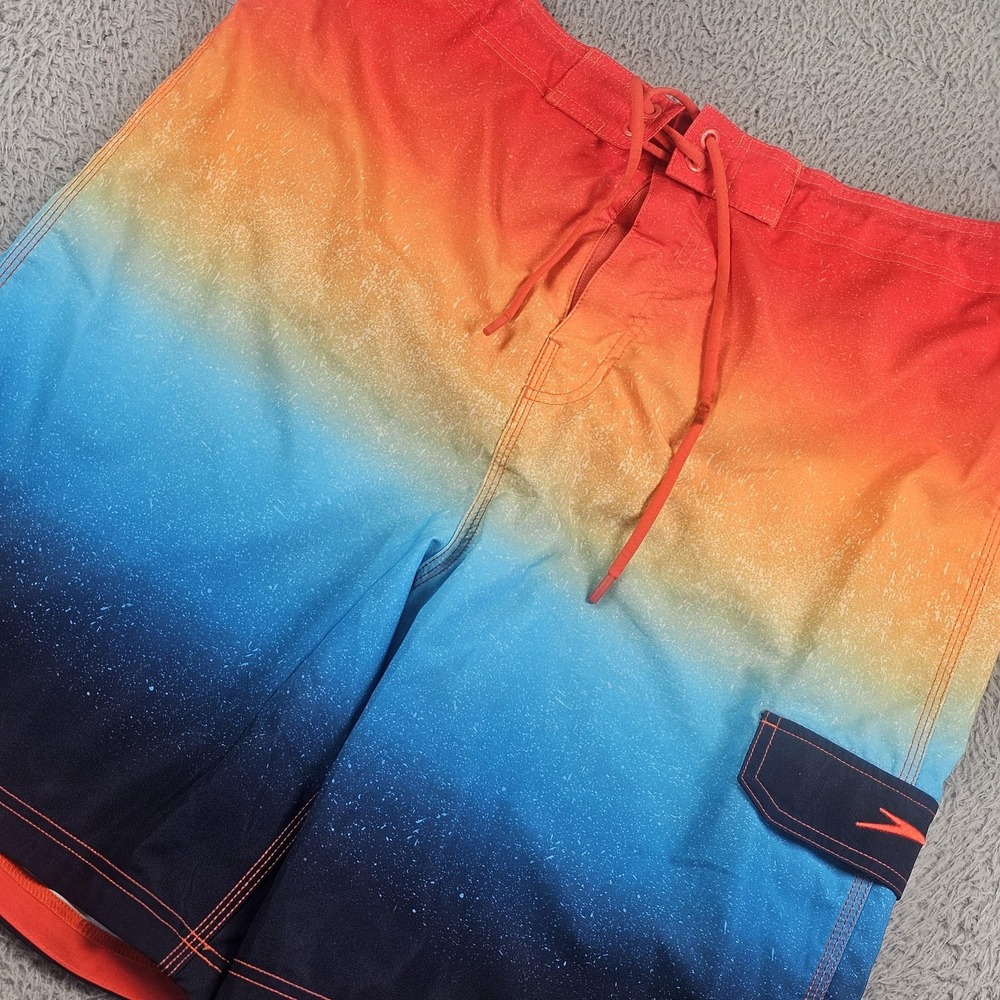 Speedo Swim Trunks Mens 2XL Multicolor Ombre Board Shorts Mesh Liner Drawstring